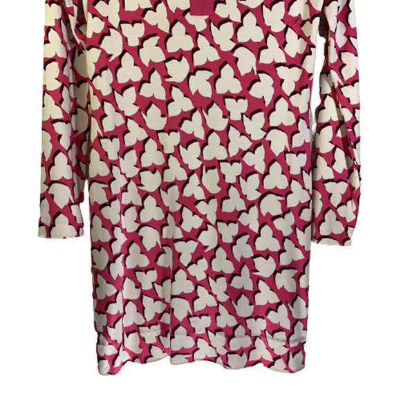 DIANE VON FURSTENBERG Reina Pink & White Silk Solei Geometric Print Dress - Picture 5 of 11